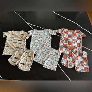 Set of Three Kids' Bamboo Pajama Short Sets with Fun Prints